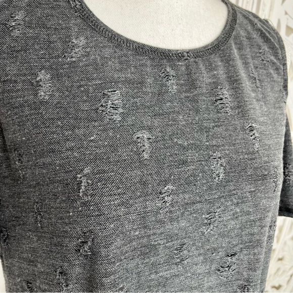 Wrapper London Gray Cold Shoulder Distressed Jersey Dress - Picture 3 of 7